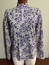 SAN SOLEIL WOMEN'S 1/4 ZIP LONG SLEEVE MOCK MEDIUM PURPLE GOLF NWOT