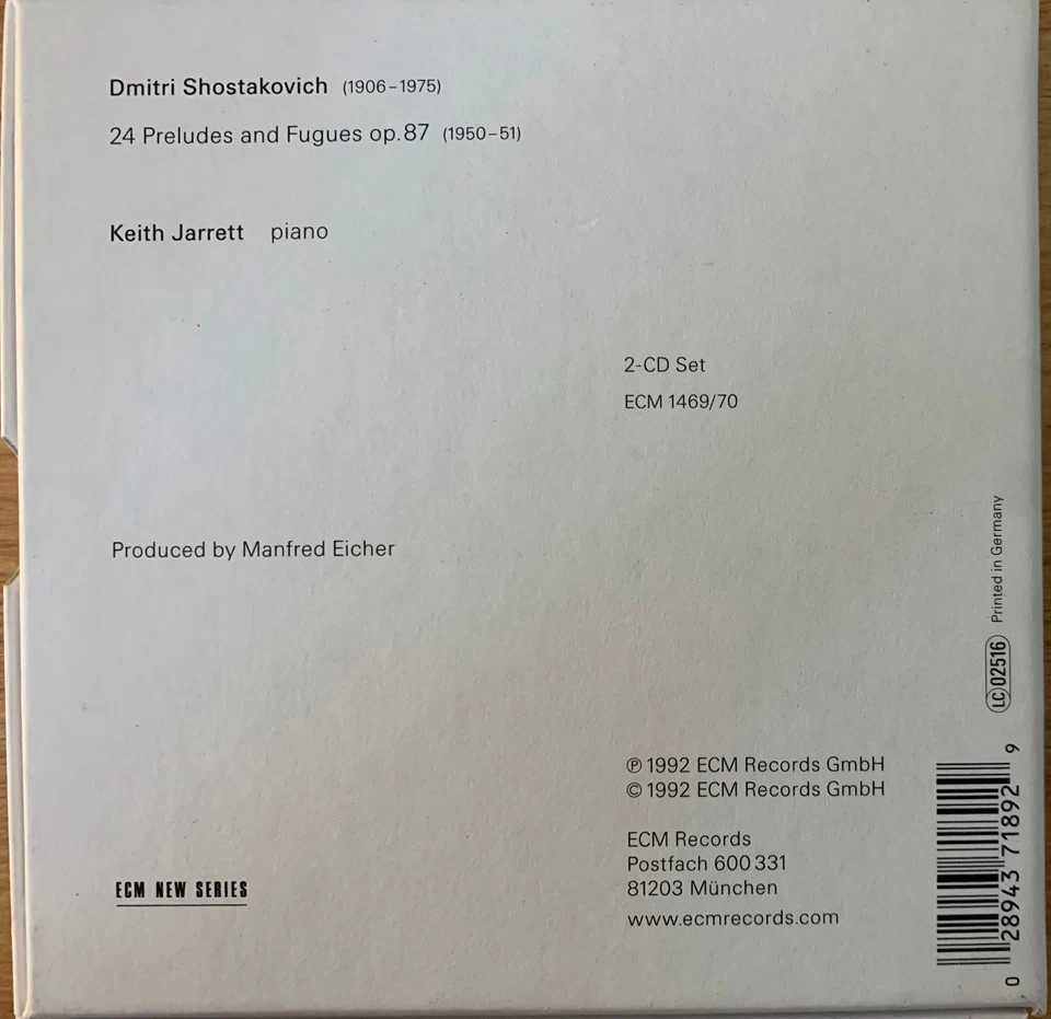 SHOSTAKOVICH - 24 Preludes And Fugues - Keith Jarrett 2 x CD AS NEW! 2CD ECM - Image 2 of 2