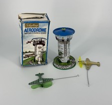 Schylling Aerodome Airport Control Tower Vintage Wind Up Tin Toy With Airplanes