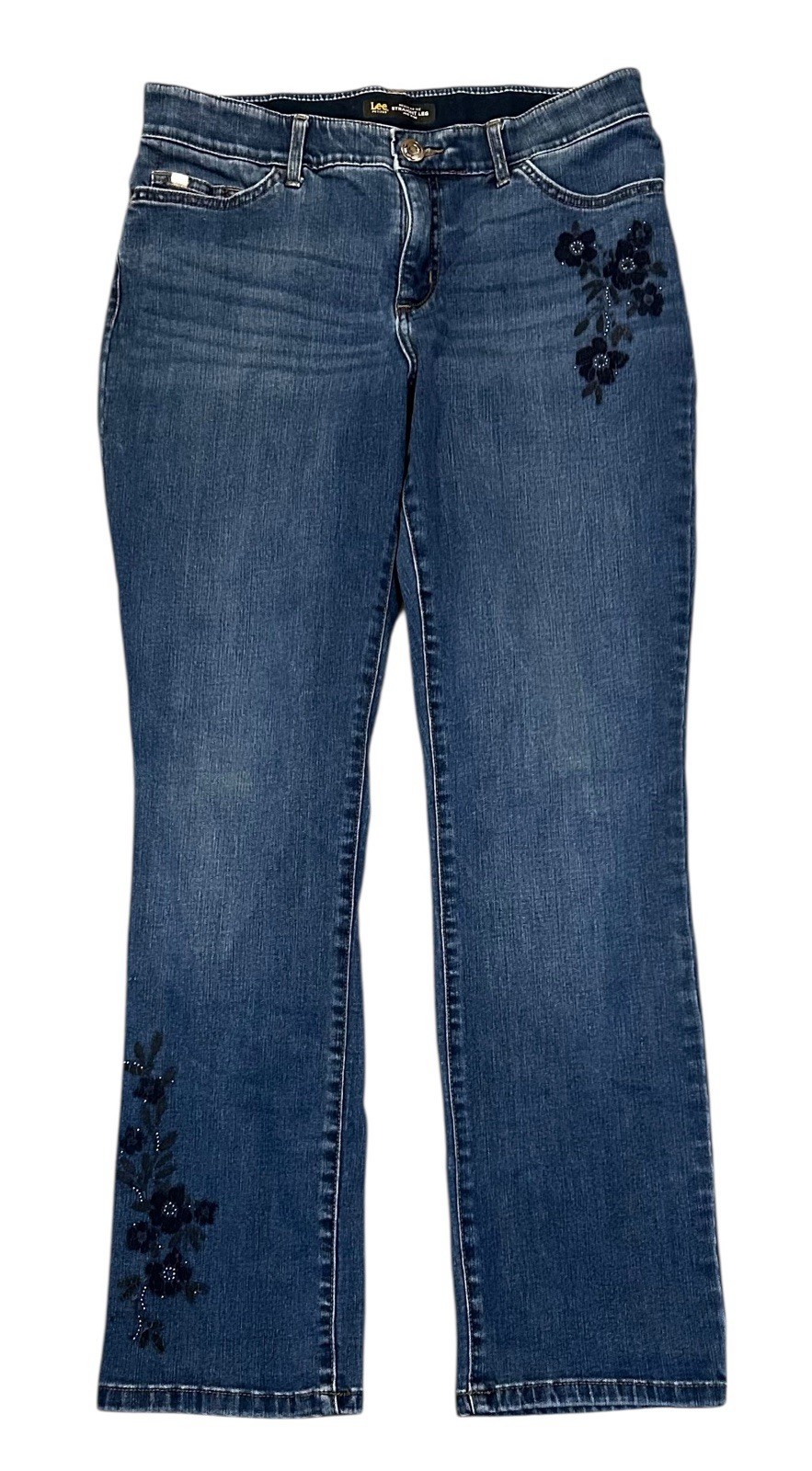 Lee Jeans Straight Leg Women 10M Ultra Lux Comfort Flex Motion Waistband Floral