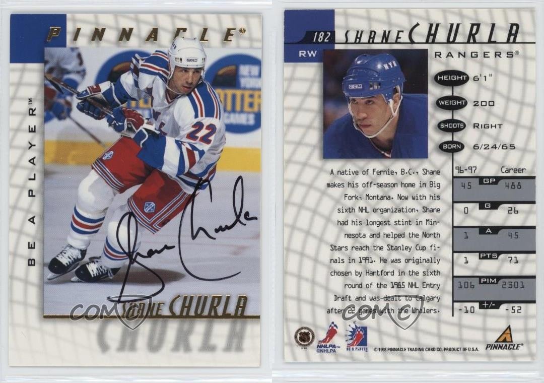 1997-98 Pinnacle Be A Player Auto Shane Churla #182 Auto 1oo3