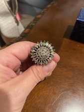 Gorgeous Vintage Sterling Silver 925 Multi Gem Stone Sunflower Ring Size 8