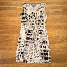 Simply Vera grey black knee length geometric sleeveless a-line dress sz PM b41