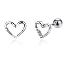 JSGEMSLEE Hypoallergenic 925 Sterling Silver Heart Earrings With Screw Back T...