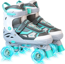Roller Skates for Boys Girls Kids, 4 Size Adjustable Quad Skates with All Light