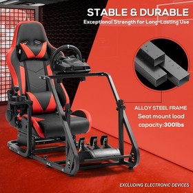 Supllueer Racing Simulator Cockpit Stand With Red Seat Fit Logitech G920 G29G923