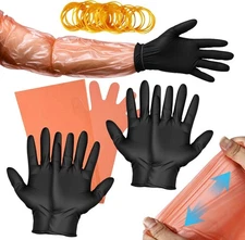 50 Disposable Field Dressing Gloves Veterinary Insemination Rectal Orange 