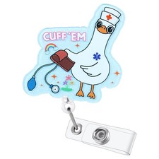 Cuff Em Funny Nurse Badge Reel Cute Retractable ID Card Badge Holder with Alli