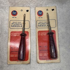 2 NEW Vintage Boye Wood Wooden Handled Heavy Rug Yarn Punch Needle Item 7420