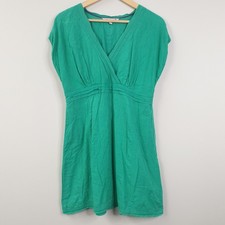 Fat Face Dress Womens UK 14 Green V Neck Short Sleeve Summer Casual Boho Beach