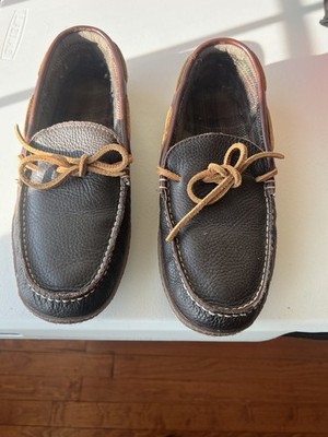 LL Bean Wicked Good Handsewn Moccasins Mens 10 Brown Leather Flannel Slippers Men main image 2