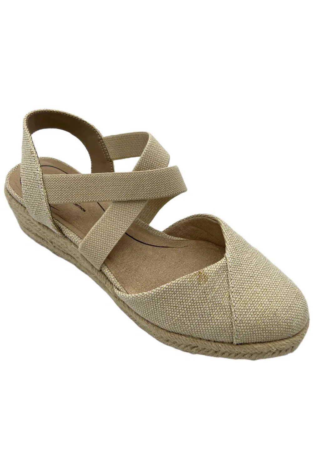Life Stride Women's Kimball Espadrille Wedged Sandal Natural Gold