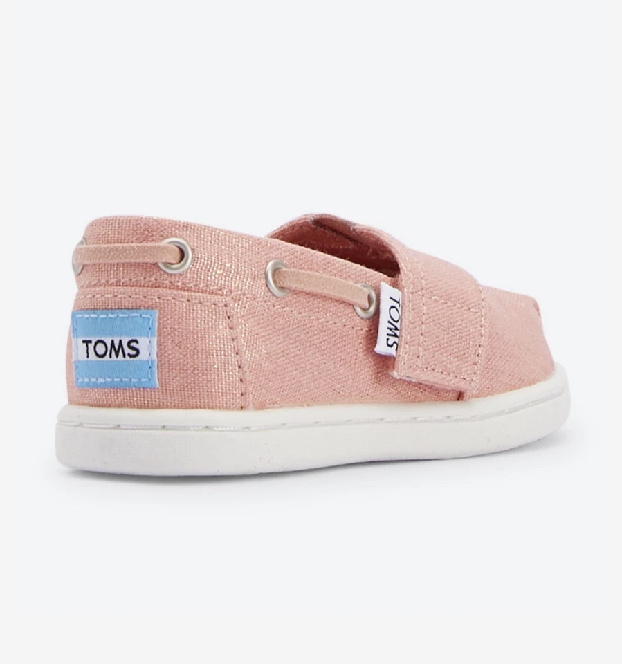 TOMS Toddler Girls Shimmer Canvas Tiny Bimini Espadrille Sneakers Coral Size 9 - Image 3 of 4