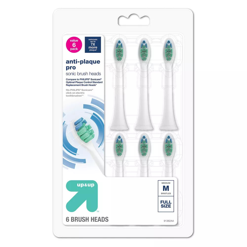 сменные насадки для звуковых щеток up-up с защитой от зубного налета с высокой плотностью щетины 2890₽