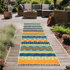 Rugshop Outdoor Carpet Runner Marbella Modern Boho Indoor Outdoor Runner Rug 2x7