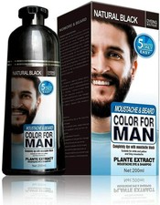 Men 2 in1 Beard  Mustache Natural Hair Color Shampoo Permanent Black Dye US