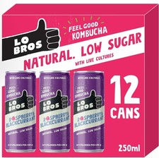 Lo Bros Kombucha - Raspberry & Blackcurrant - Sparkling Refreshing Drink with N