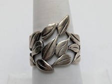 Sterling Silver 925 Leafs cut out design Ring Size 8.75