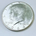 1964 D KENNEDY HALF DOLLAR ~ 90% SILVER ~ AU ABOUT UNCIRCULATED DETAILS #8053