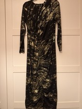 Stunning Ladies Black/gold Ted Baker Evening Party Maxi Dress Size 4 Worn Once