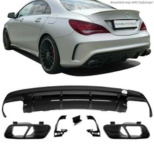 Heckdiffusor Schwarz Glanz + Blenden passt für Mercedes CLA W117 ab 2013-2016