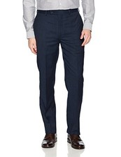 Calvin Klein Men's Blue Wool Slim-Fit Flat Front Dress Pants Trousers Size 37W
