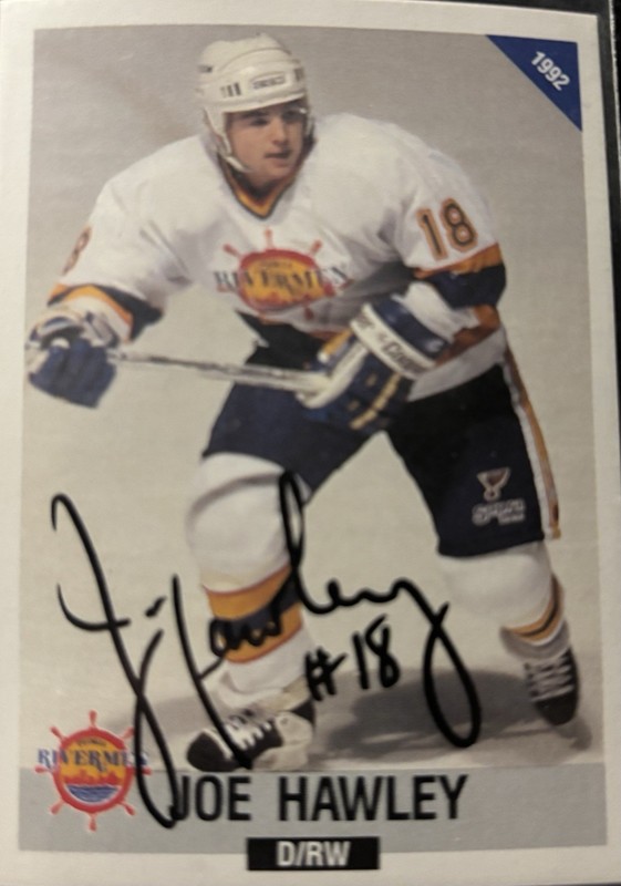 Joe Hawley Peoria Rivermen autographed hockey card (1992-93 #18)