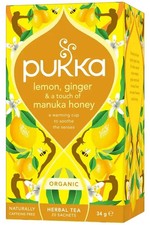 Image of Organic Lemon, Ginger & Manuka Honey Tea 20 x Sachets (Pukka)