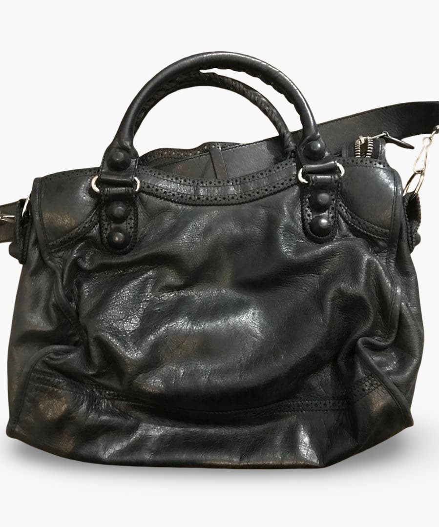 Auth Balenciaga Giant City Black Leather 2Way Shoulder Handbag 204529 Y2K thumbnail 2