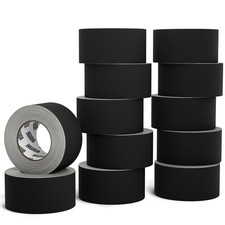 Black Gaffers Tape 2 Inch X 30 Yards - 12 Pack Pro Black Gaff Tape - Bulk Pack -