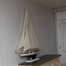 Rare Mid Century Authentic English Full Scale Model Sailing Vessel 1850