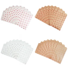 100 Flat Paper Polka Dot Kraft Gift Bags for Party Favors, businesses, and more.