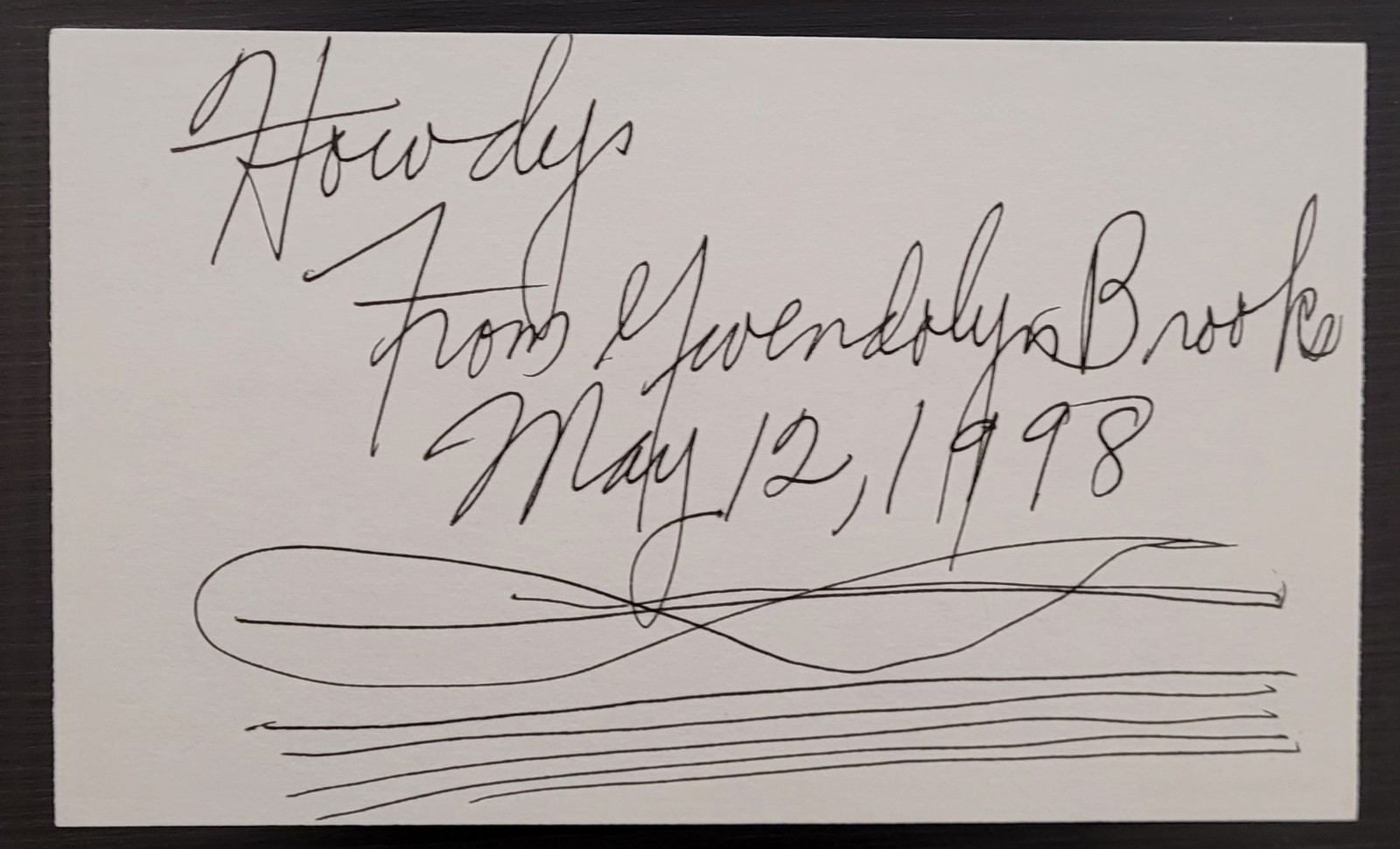 GWENDOLYN BROOKS AUTOGRAPH SKETCH HOWDY 1ST AFRICAN AMERICAN PULITZER AUTHOR B