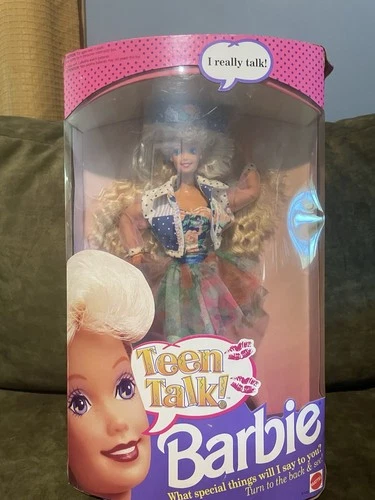 Mattel Teen Talk Barbie Doll #5745 1991 Fashion Talking Vintage Blue Hat Crimped