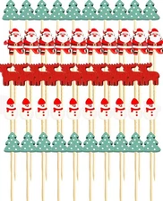 100PCS Christmas Cocktail Picks 4.7 inch Food Picks Santa Claus Snowman Tree
