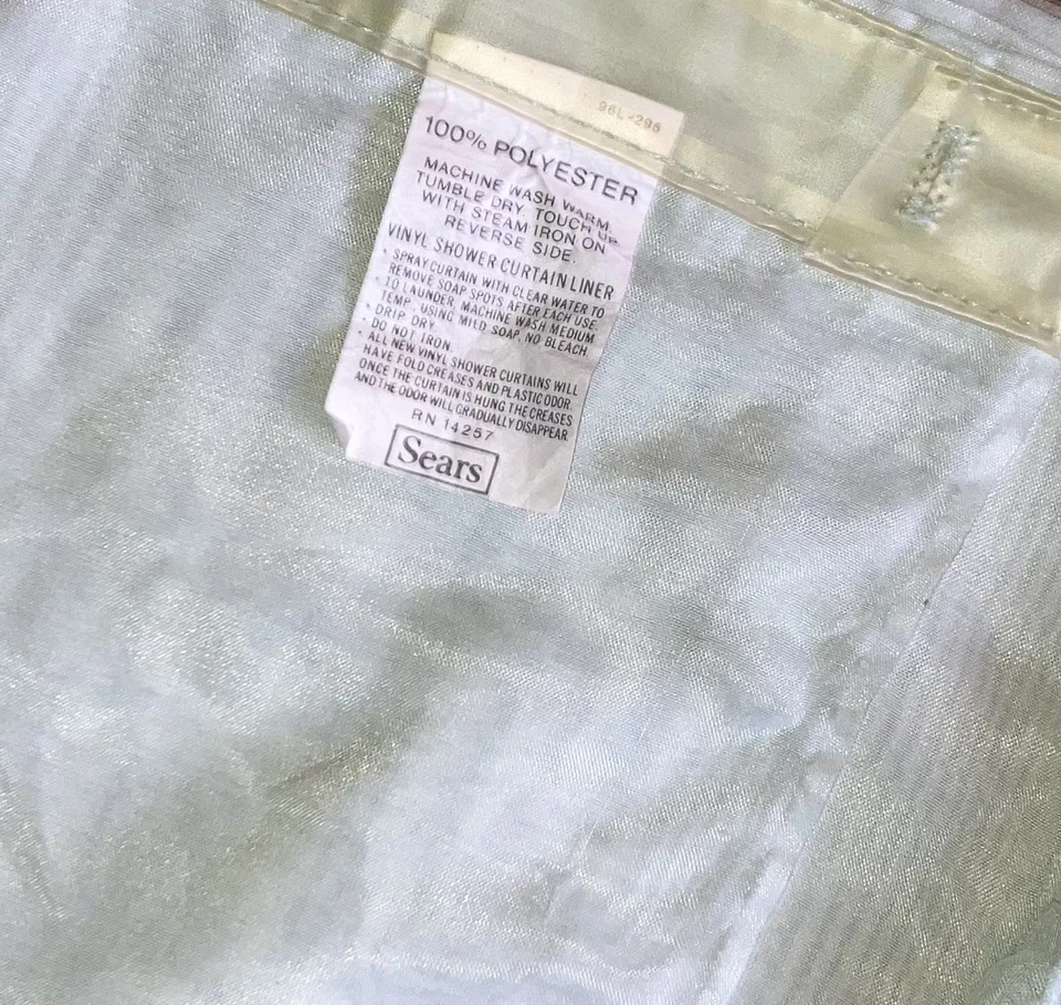 Verde pastel - Cortina de baño de ducha con balanza/anillos - años 80 - con volantes - excelente - Sears Foto 4 de 4