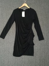 BTFBM Women’s Fashion Wrap V Neck Dress Long Sleeve Black Size S