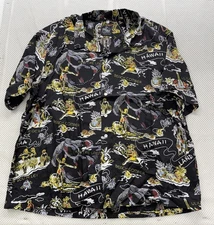 Aloha Kona Bay Hawaiian Shirt Short Sleeve Size 3XL Black Hawaiian Surfer