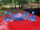 Fabulous Rare Antique Fenton Blue Opalescent Swans 3 Piece Console Set