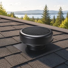 12" Black 30W Flush Mount Round Solar Roof Vent Fan,Dual Power Attic Exhaust Fan