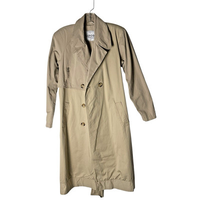 Samantha Sipos Trench Coat Knee-Length Pockets Cotton Tan Size 2 *READ FLAW*
