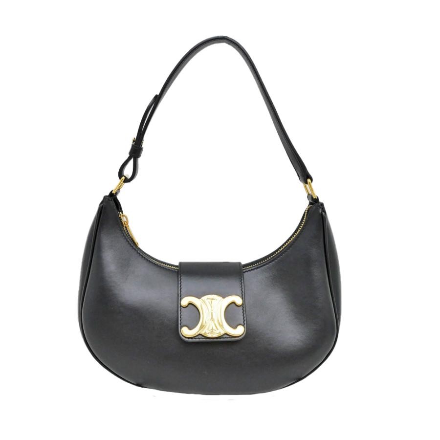 Celine Ava Medium Triomphe Shoulder Bag Black Gold Hardware