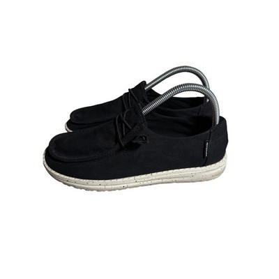 Hey Dude Wendy L Black Canvas Slip On Loafers Womens Size 7 Casual Office Work