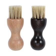 2Pcs Dedusting Polishing Brushes Shoes Cleaning Brushes Pig Hair Beech Handle 
