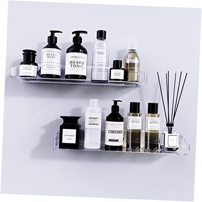 Acrylic Shower Caddy Shelves, 2 Pack Self Adhesive Bathroom Storage Organizer, 