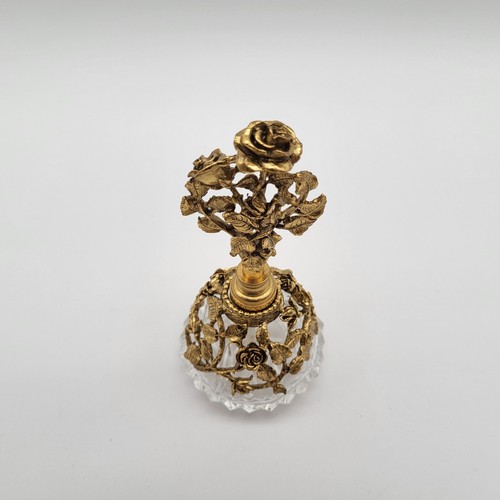 Vintage Matson Gold Filigree Rose Perfume Bottle With Glass Dauber 6 1/4” NEW! - Picture 12 of 23