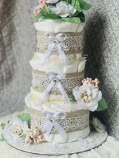 Elegant Floral Gender Neutral Diaper Cake