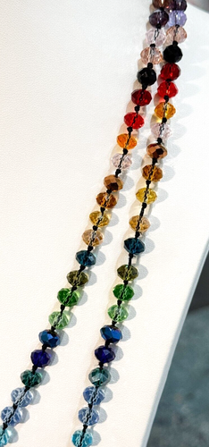 Joan Rivers Multi Color Blue Green Long 60" Adjustable Single Strand Necklace - Picture 3 of 6