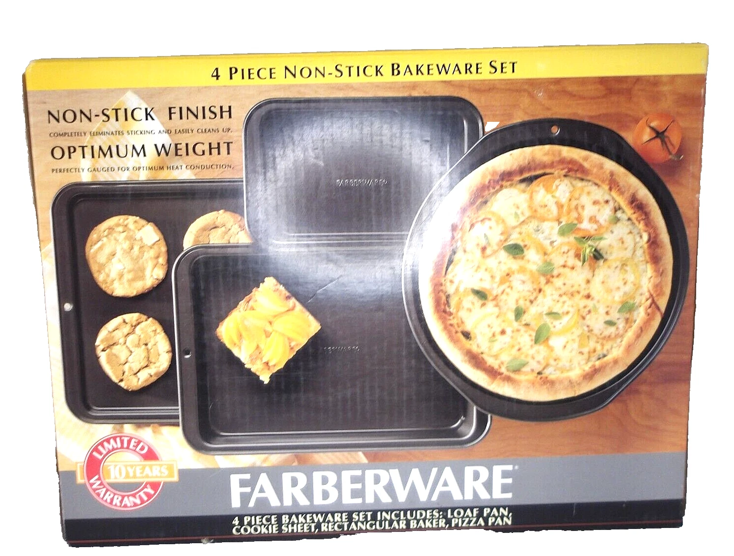 NEW!! FARBERWARE 4-Piece Non Stick Bakeware Set, Vintage 1999, USA #5192001