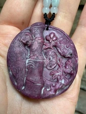 Huge Ruby Zoisite Pendant Necklace Artisan Handcrafted